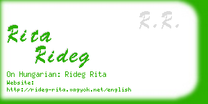 rita rideg business card